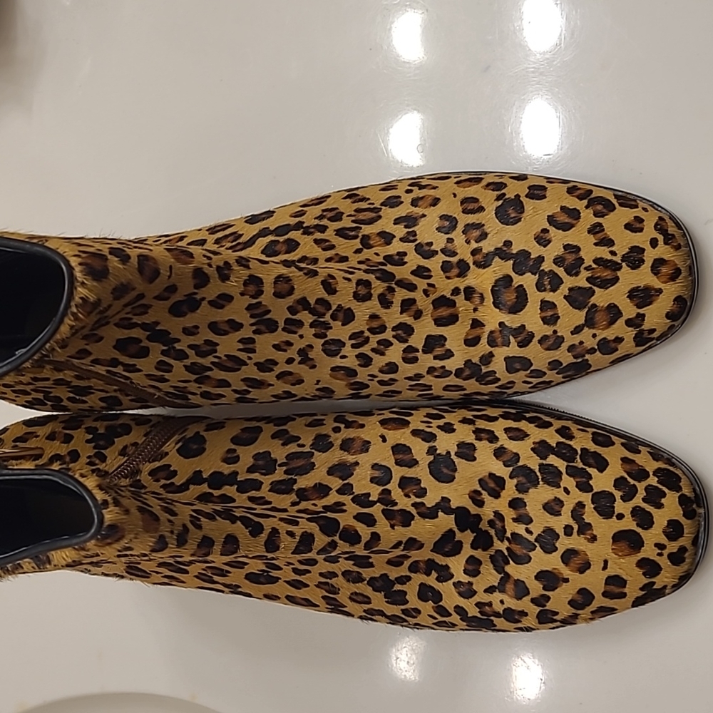 Via Spiga cheetah real dyed cow fur hair print boots.